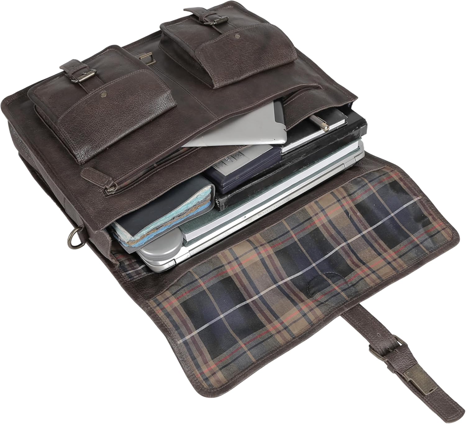 Leather briefcase 18 inch laptop messenger bag for men and women best satchel office bag