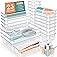 Vtopmart 25 PCS Clear Plastic Drawer Organizers Set, 4-Size Versatile Bathroom and Vanity Drawer Organizer Trays, Storag