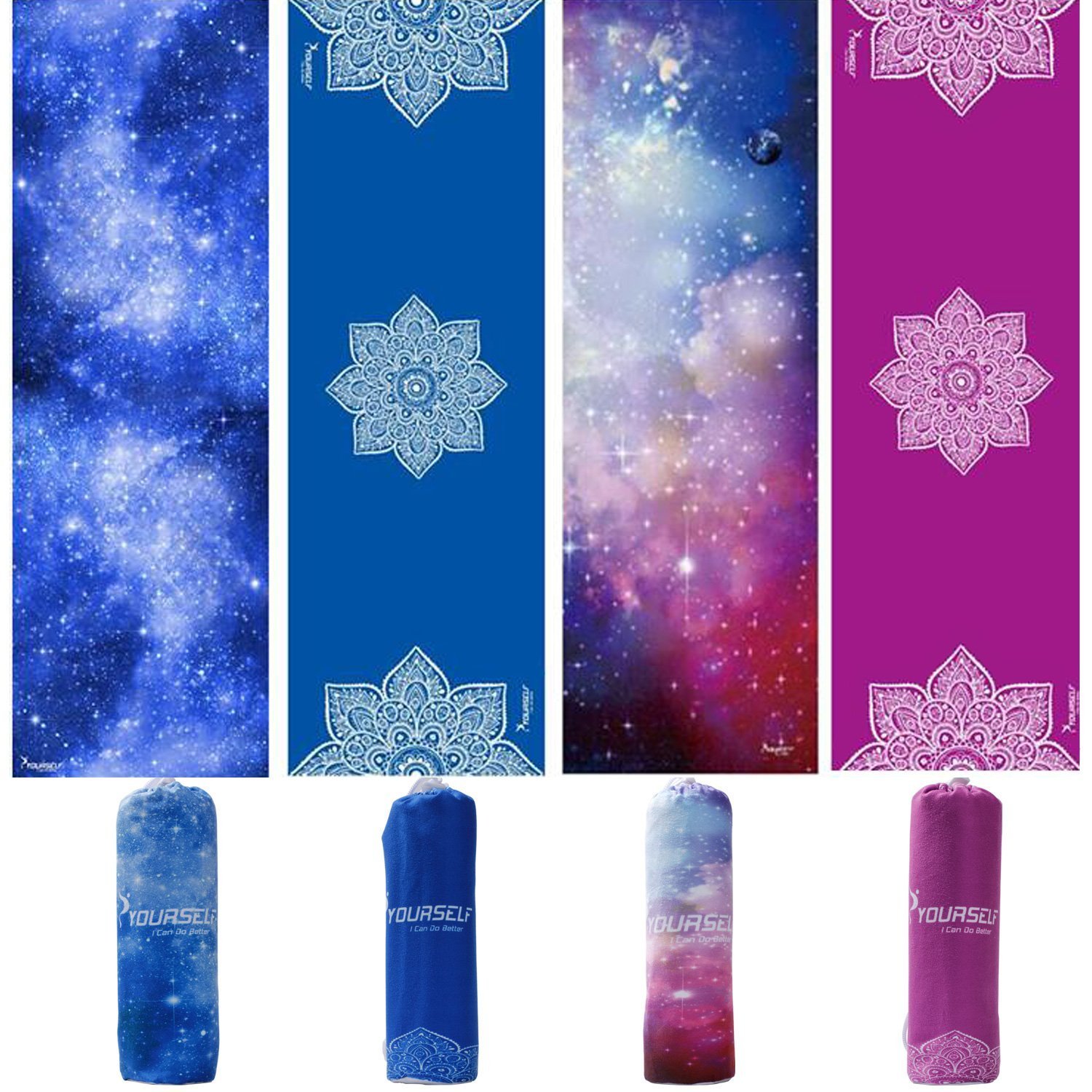 Syourself Yoga Mat Towel-183cm x 61cm- Ultra Absorbent, Soft-Perfect Microfiber Skidless Hot/Bikram Hot Yoga Mat Towel for Fitness Exercise Sports& Outdoors + Travel Bag