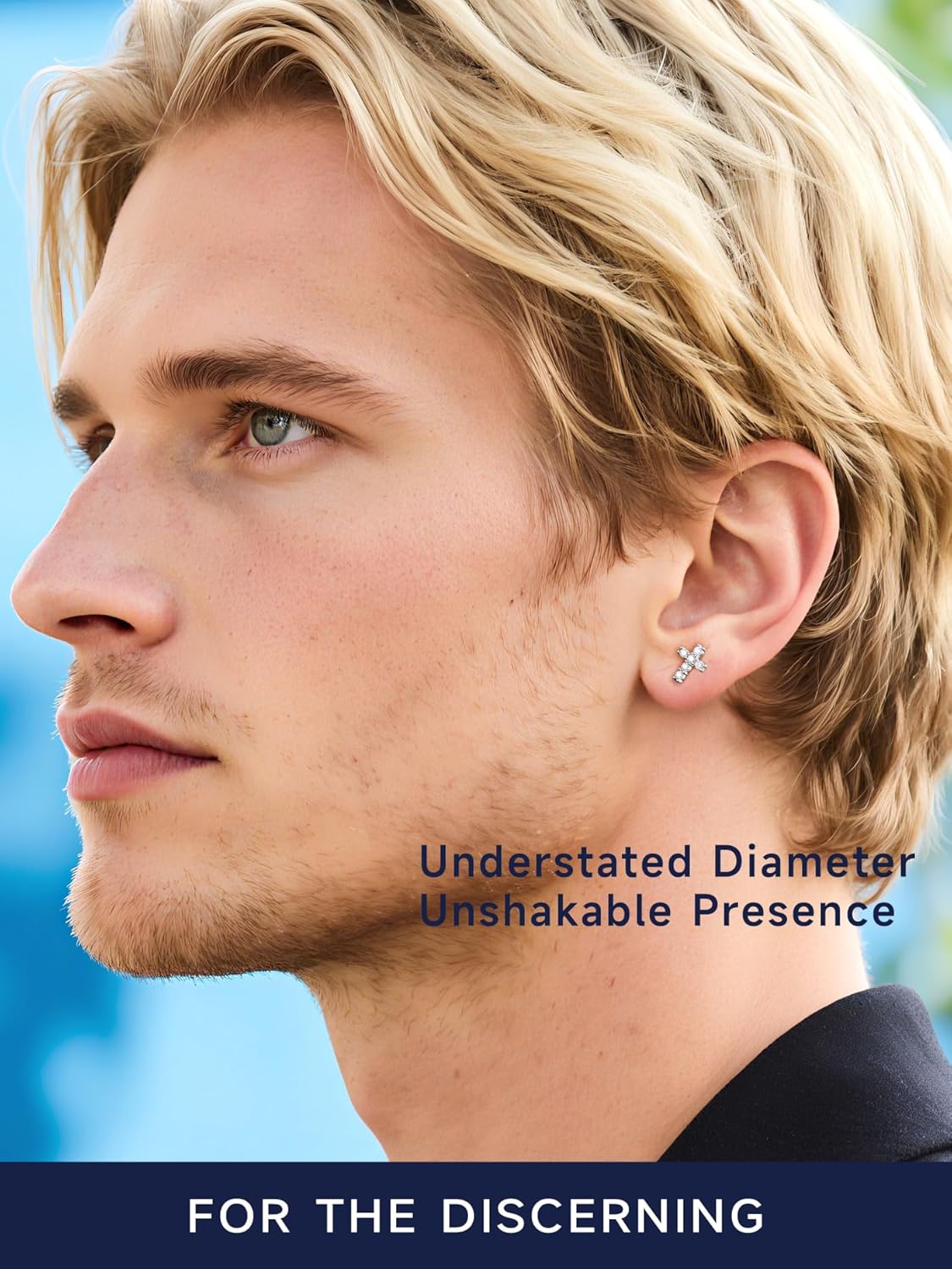 MomentWish Moissanite Cross Earrings for Men Women - S925 Sterling Silver Cross Stud Eearrings D Color VVS1 Clarity Diamond,Moissanite Stud Earrings Crucifix Jewelry Gift - Image 2