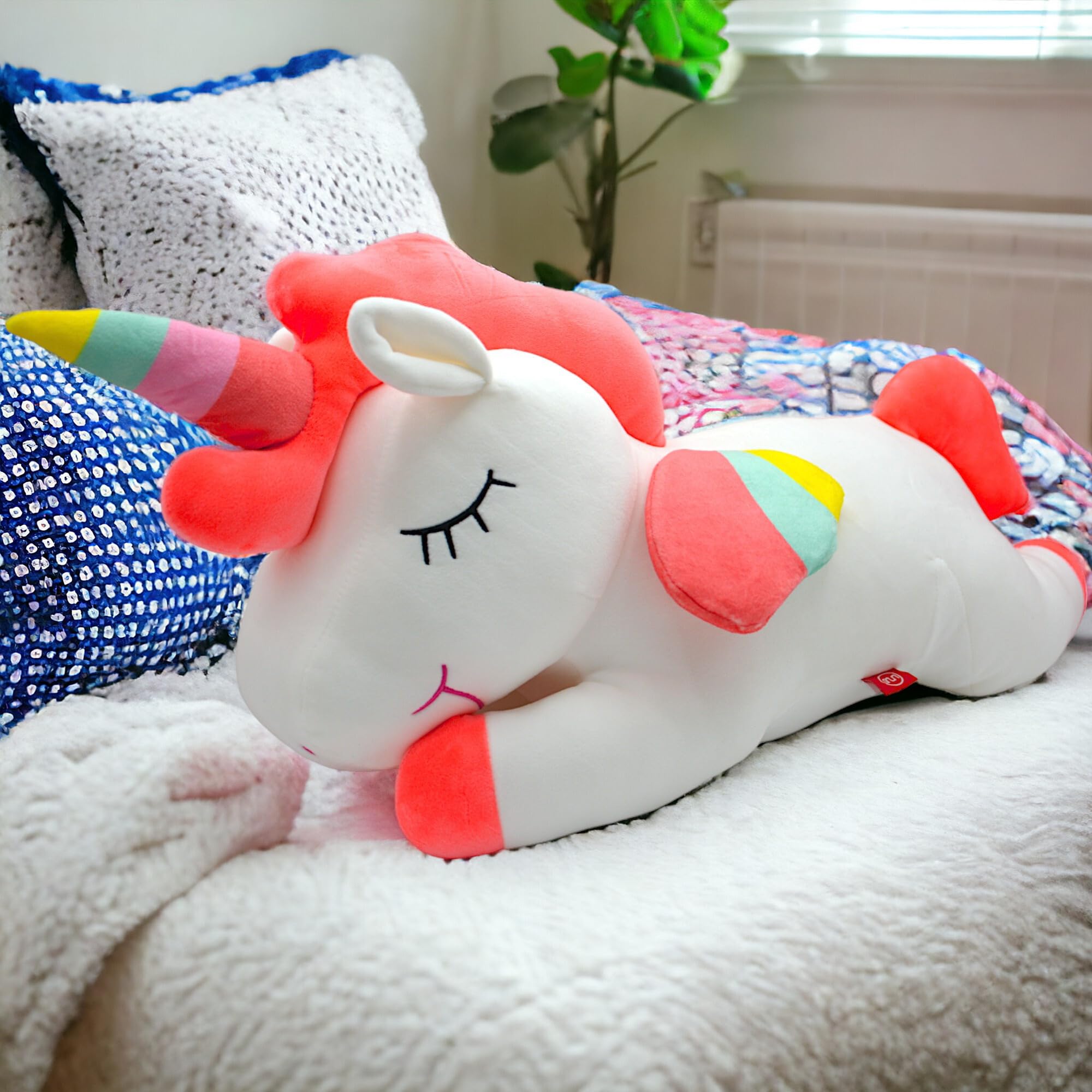 UNUS Coussin de positionnement latéral - Coussin d'allaitement - Coussin de positionnement licorne pour enfants - Décoration pour enfants - En coton - Pour le repos - Extrêmement doux - 80 cm