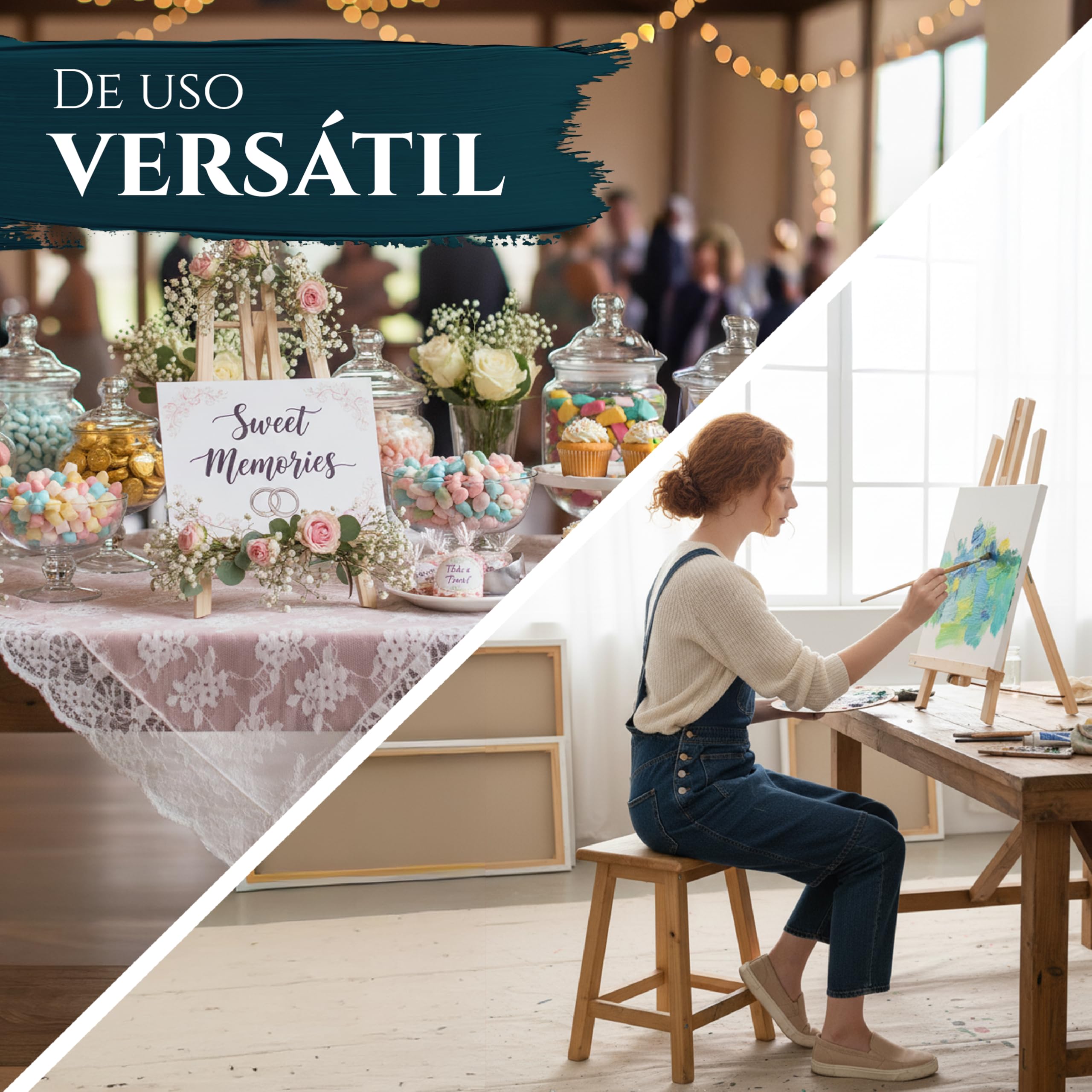 Artina Set de 5 Caballete de mesa pintura de pino macizo Ideal casa niños | para pintar para presentaciones adecuado para atril lienzos madera London