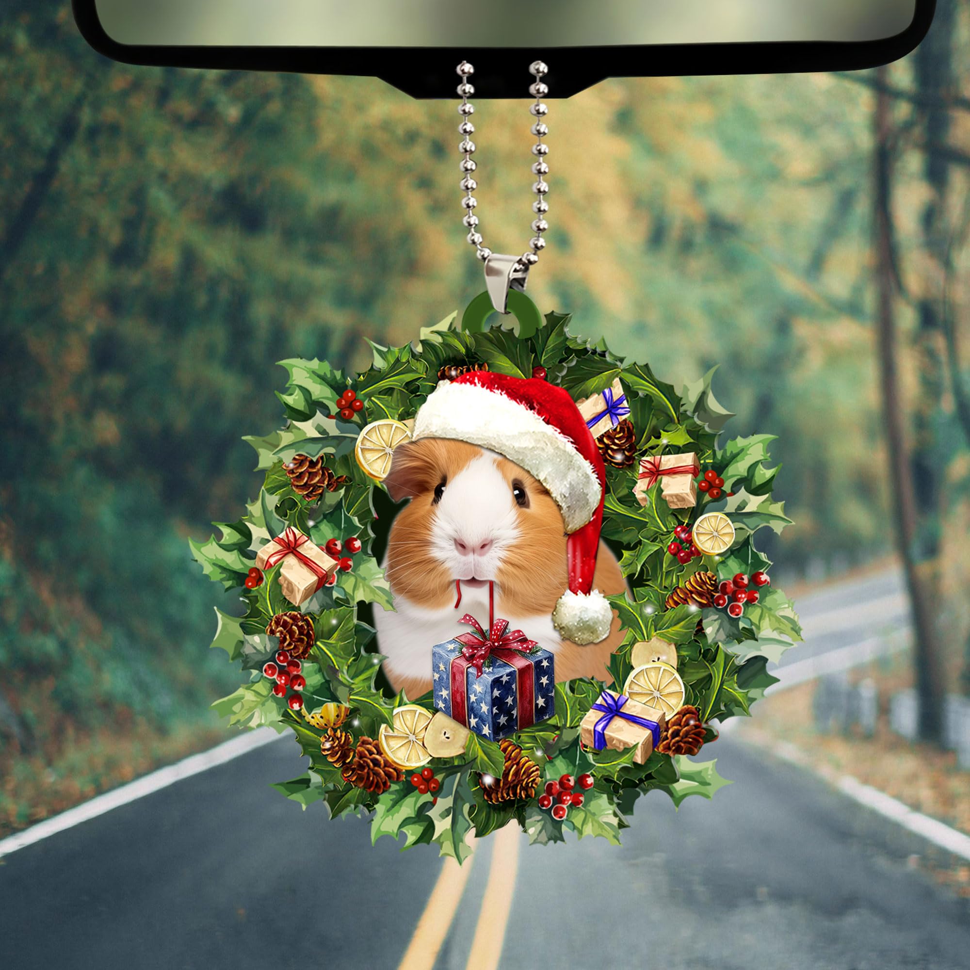 Talataca Guinea Pig Wearing Christmas Hat Wreath The Domestic Cavy - Main Image