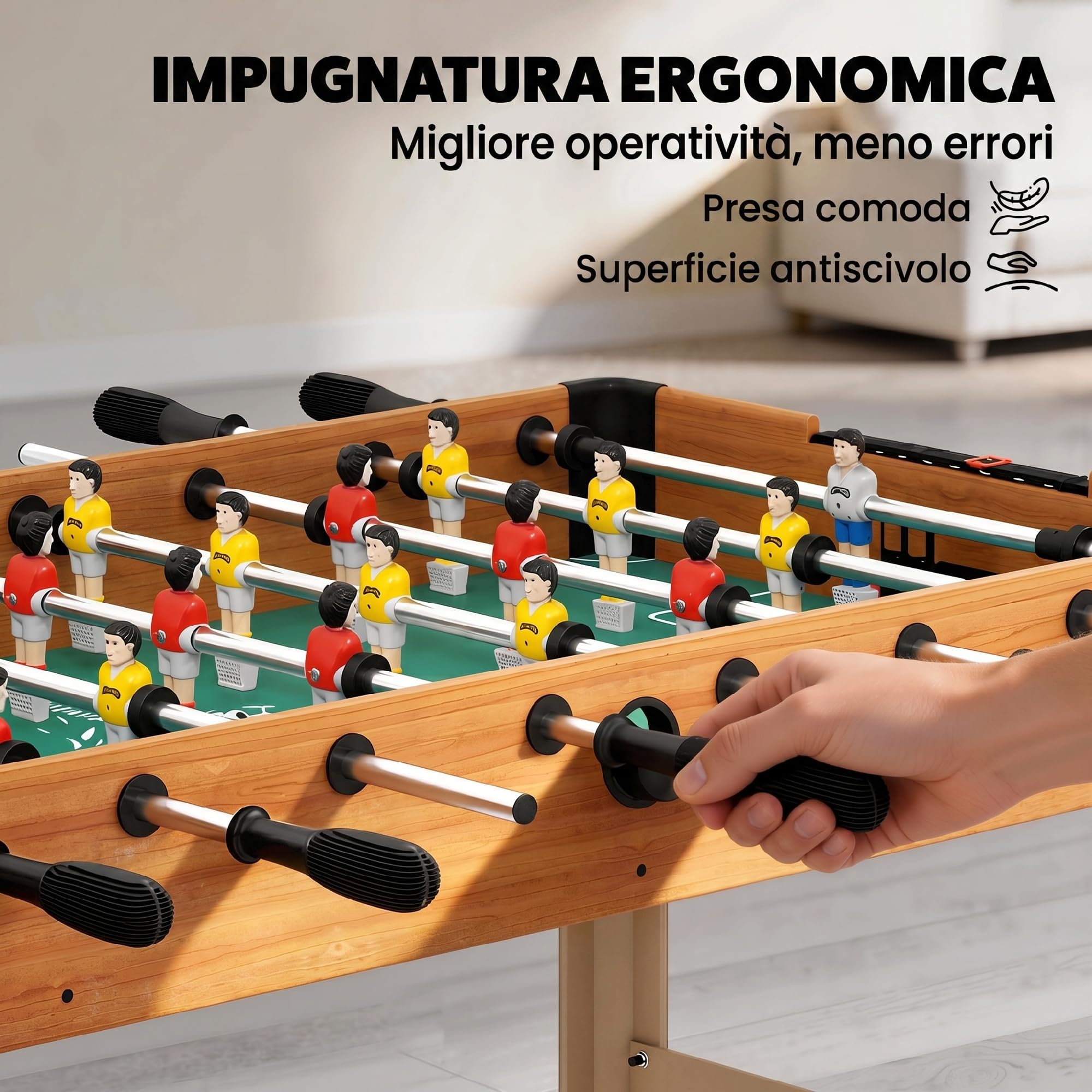 HOMCOM Biliardino Calcio Balilla per Bambini con Manopole Antiscivolo, Segnapunti e Palline Incorporate, 118x104x69cm
