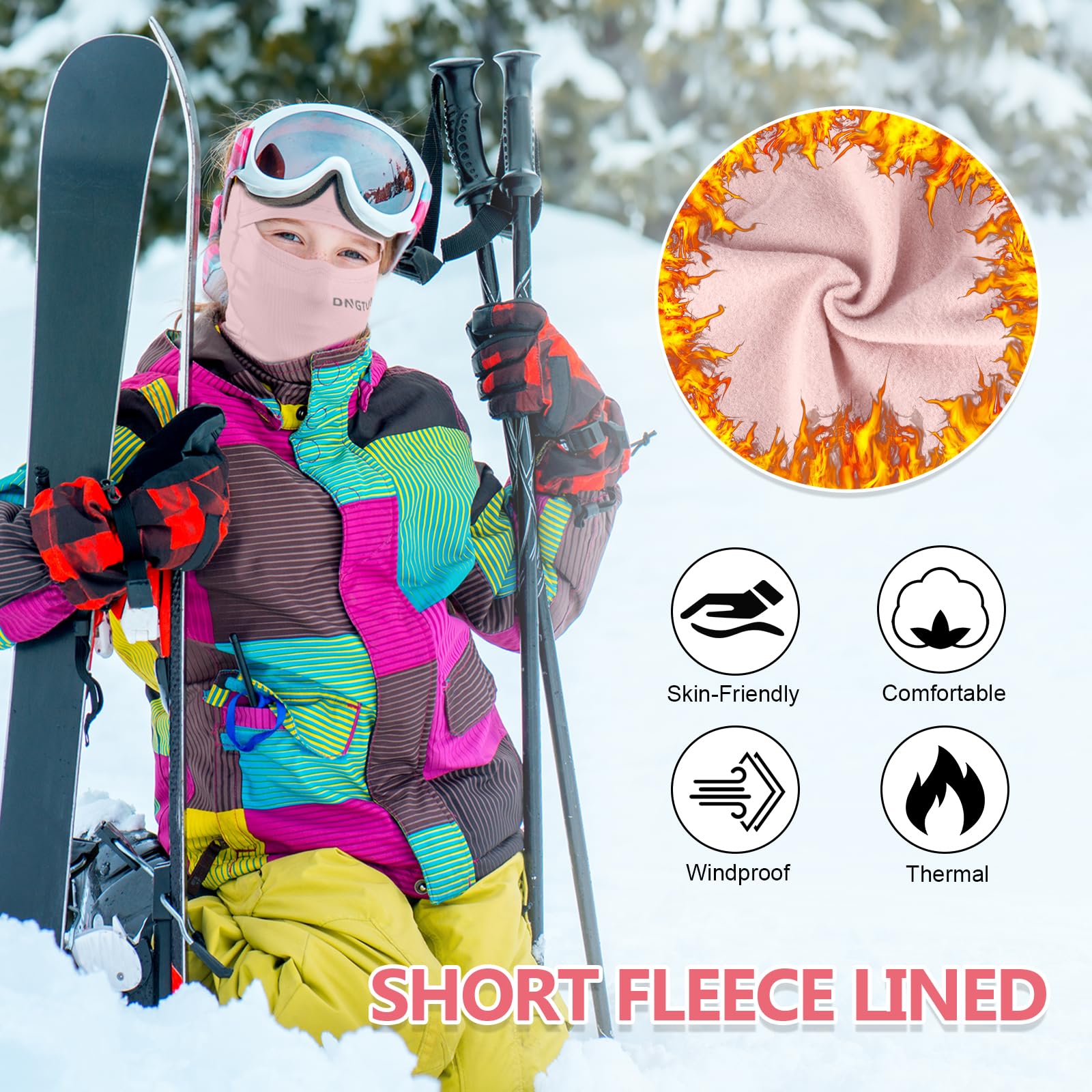 Pasamontañas Térmico Invierno Niños 4-12, Multifunción Prueba de Viento Forro Polar Cálido Máscara de Esquí de Ciclismo Sombreros Gorro con Calentador de Cuello, Mascarilla para Niños Niñas