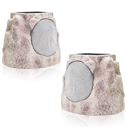 GGII Rock Speakers Outdoor Waterproof Solar-Powered Wireless Bluetooth Portable Speaker Outdoor Bluetooth Speaker with 7 Light Colors for Patio, Party, Pool, Deck, Yard, Garden and Home