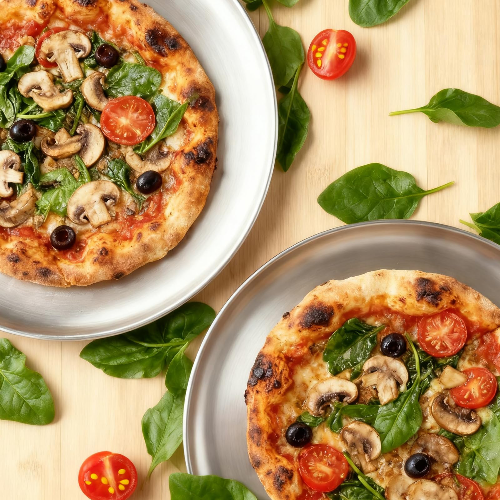 Lot de 5 plaques à pizza rondes en acier inoxydable - 30 cm - Pour four, servir, rôtir, passe au lave-vaisselle