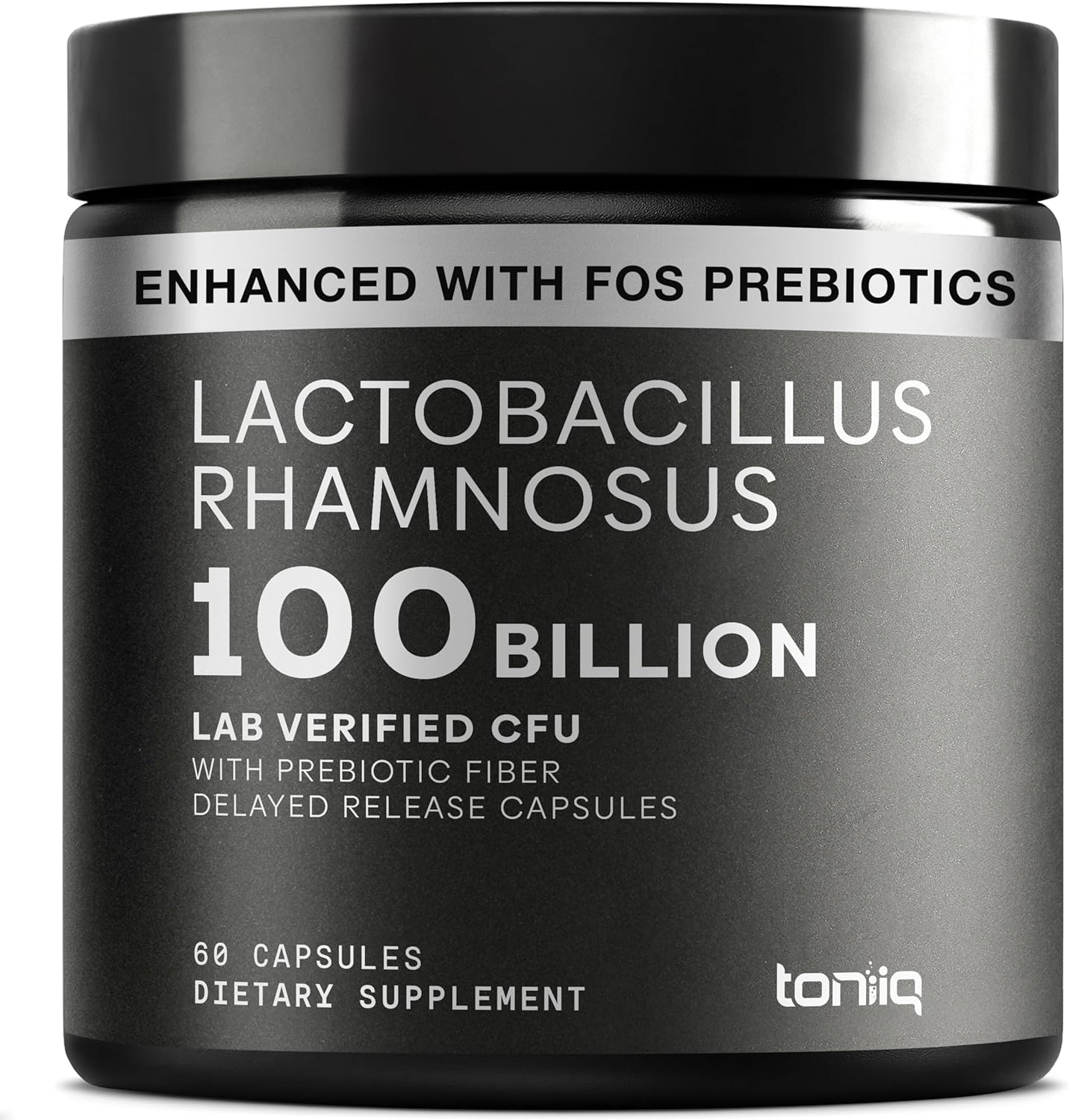 Toniiq Lactobacillus Rhamnosus – Ultra High Strength 100B CFU with Prebiotic FOS – Delayed Release Capsules – Third-Party Lab Tested – 60 Capsules