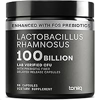 Vista 1 de Toniiq Lactobacillus Rhamnosus - Ultra alta resistencia 100B CFU con FOS prebiótico - Cápsulas de liberación retardada - Probado en laboratorio