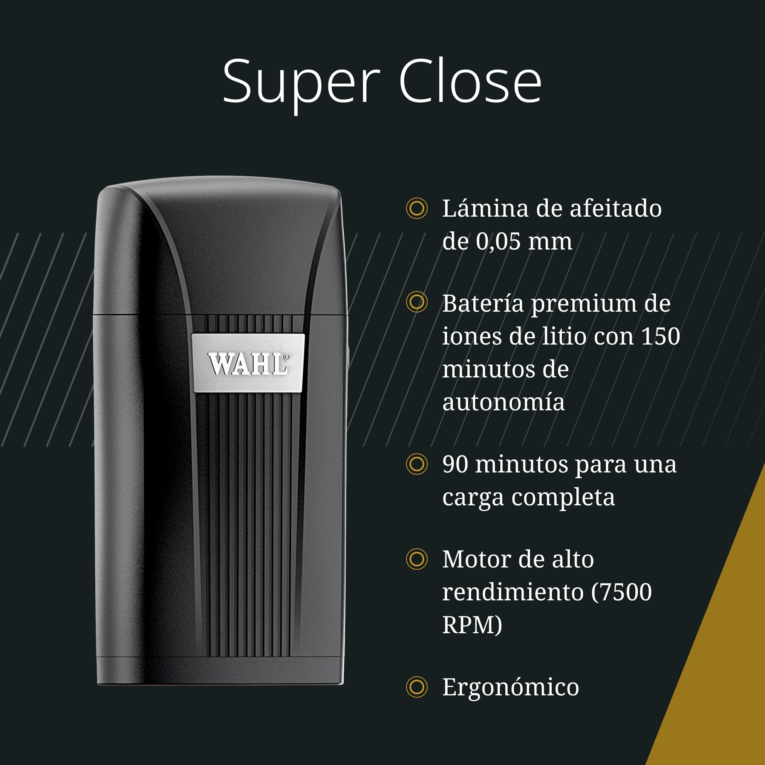 Wahl Super Close Máquina de Afeitar - Afeitadora Eléctrica para Degradados de Precisión, Corte Apurado y Afeitado en el Cuero Cabelludo