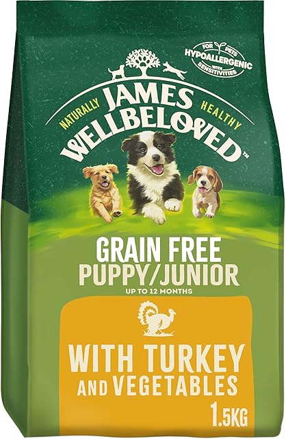 James Wellbeloved Junior Grain-Free Turkey and Vegetables 1.5 kg Bag, Brown Hypoallergenic Dry Dog Food for Puppies