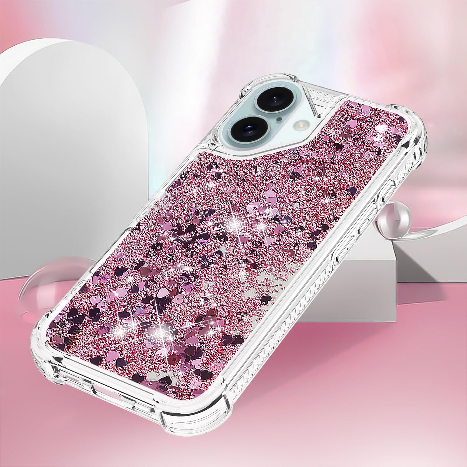 Custodia IPhone 16 Con Glitter Sabbie Mobili - Cover Trasparente Con Glitter Liquidi - Protezione Antiurto - Foto 9