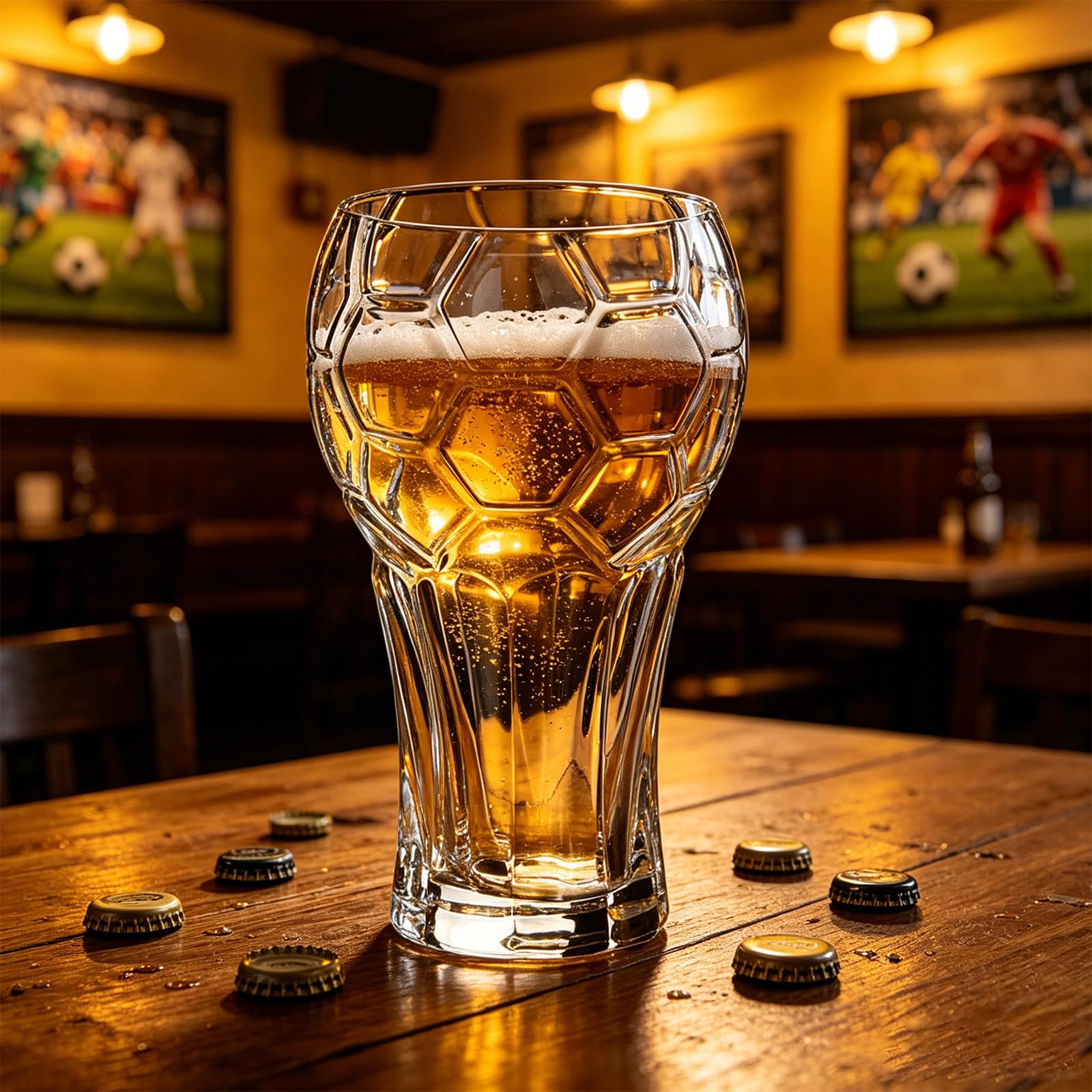 Generisch Vasos de cerveza clásicos de fútbol de 600 ml, vasos de cristal con base antideslizante, perfectos para decoración del día de partido, vasos temáticos de fútbol