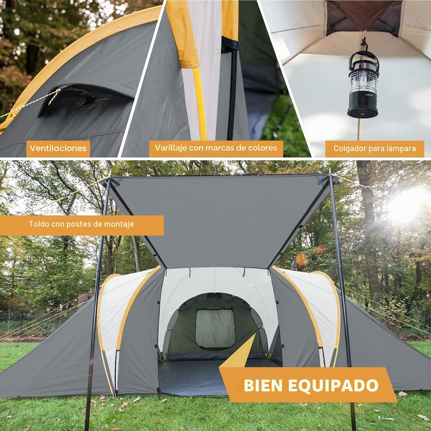 skandika Daytona 6 - Tienda de campaña Familiar - mosquiteras - Columna de Agua 3000 mm - 530 x 370 cm