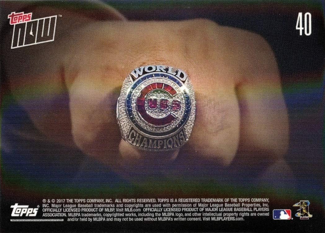 2017 Topps Now #40 Chicago Cubs Receive 2016 World Series Championship Rings Baseball Card - Kyle Schwarber, Anthony Rizzo, Joe Maddon, Kris Bryant, David Ross