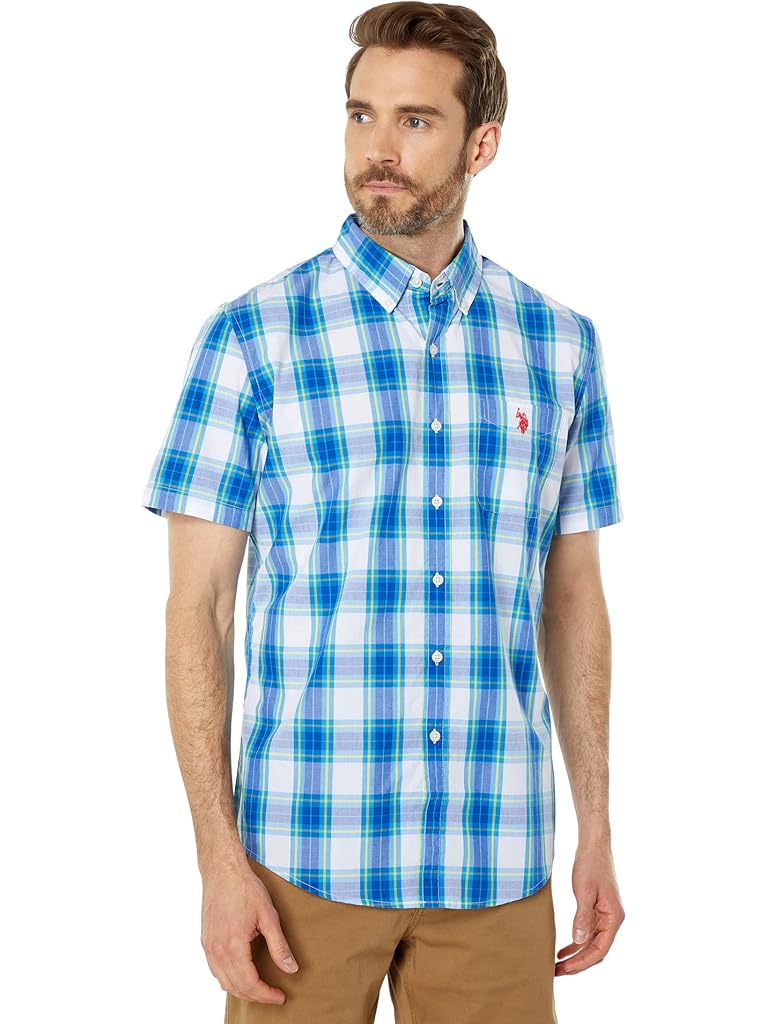 U.S. POLO ASSN. Short Sleeve Classic Fit Large Plaid Poplin Woven Shirt