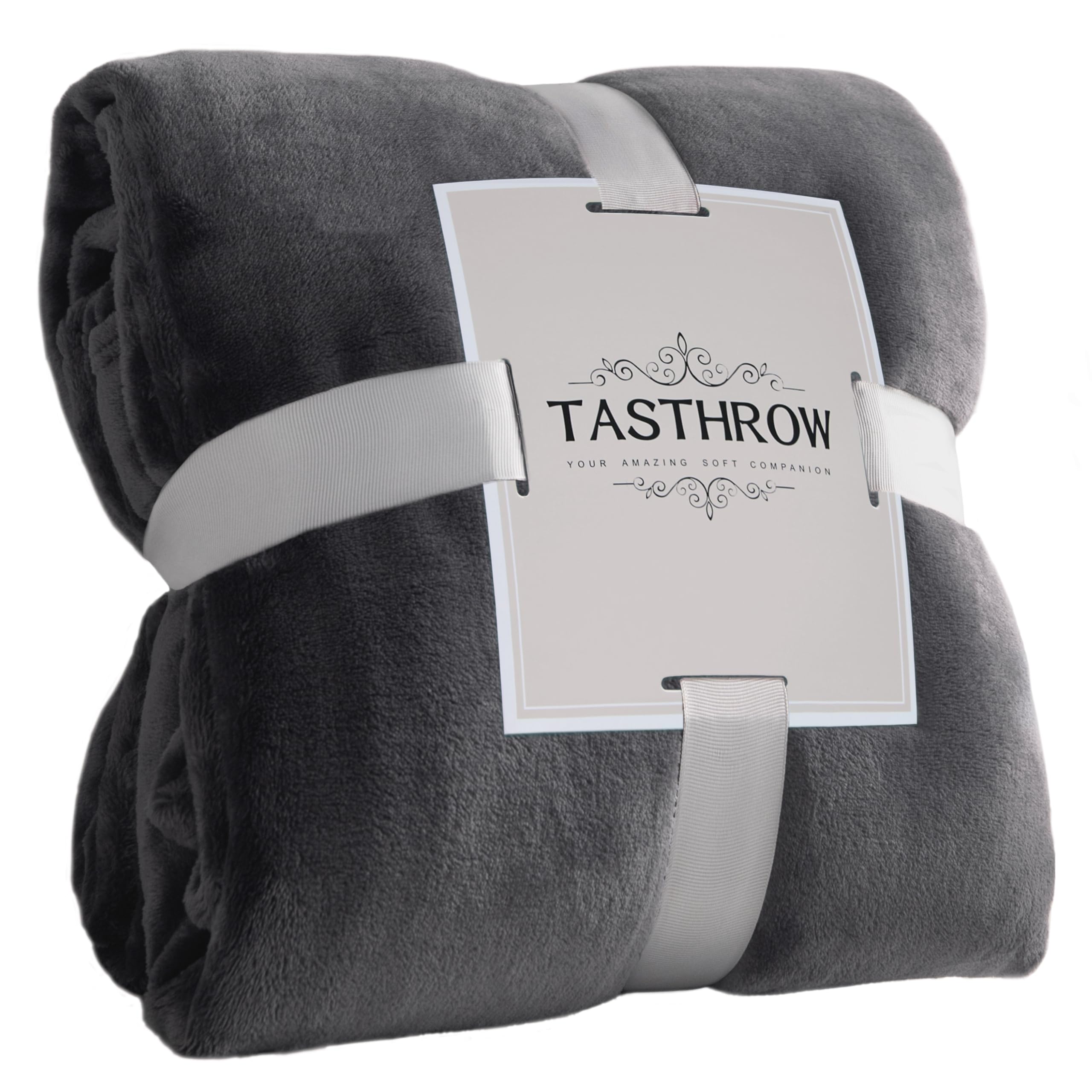 TASTHROW Grey Flannel Blanket for Bed 130 x 150 cm, Large Soft Blanket for Sofa Plush, Lightweight and Soft Blanket Suitable for All Seasons