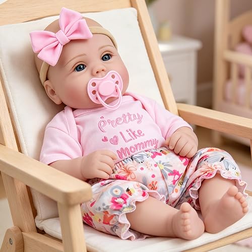 Milidool Lifelike Reborn Baby Dolls Girl - Realistic 18-Inch Newborn Baby Doll, Nice Gift for Kids Age 3+, Parents-to-be, Grandparents,Pink Clothes