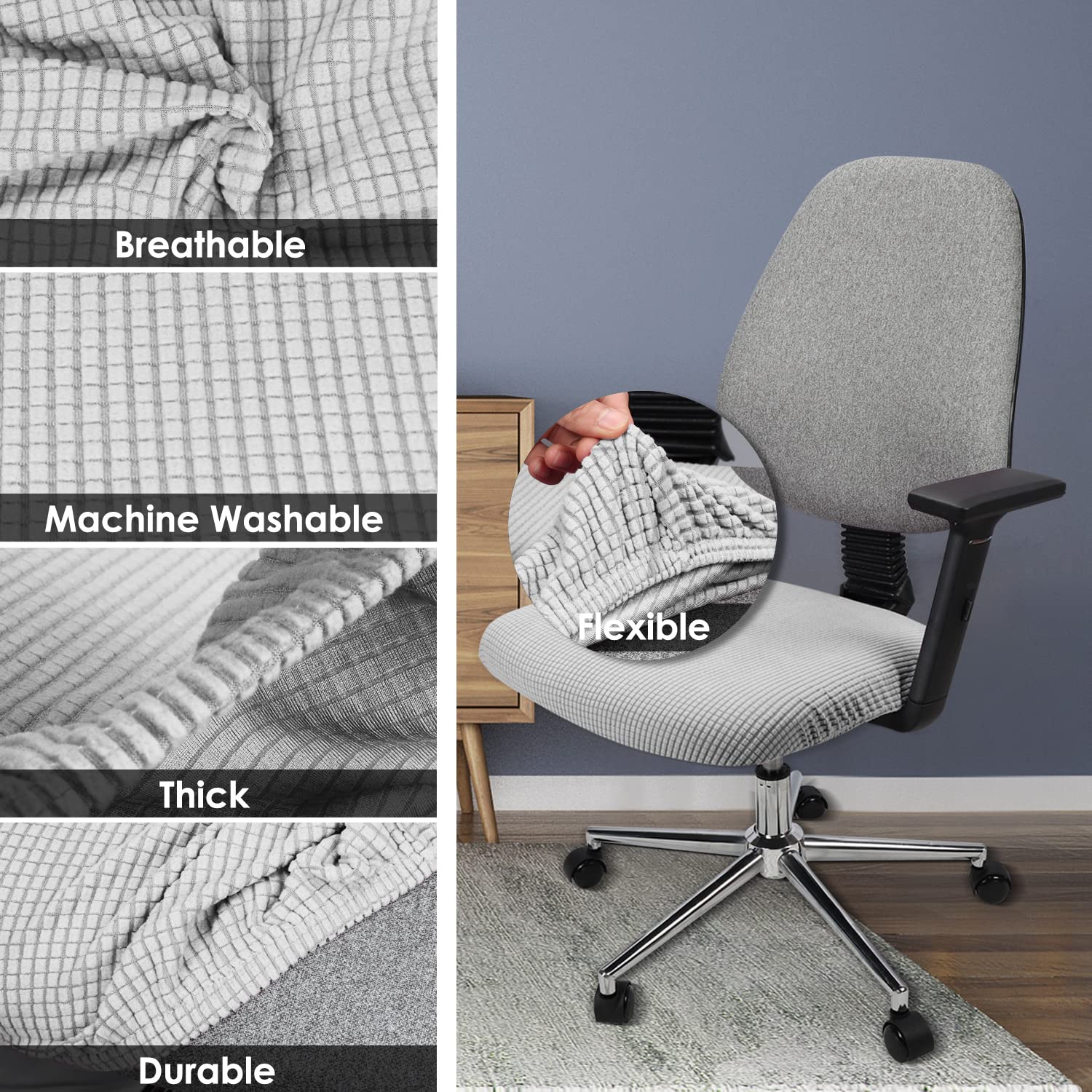 Yikko Elastic Stretch Spandex Chair Seat Covers Slipcovers Washable fit for Office Chairs,Dining Room Chairs,Bar Wedding Party Decor (4 - Image 4