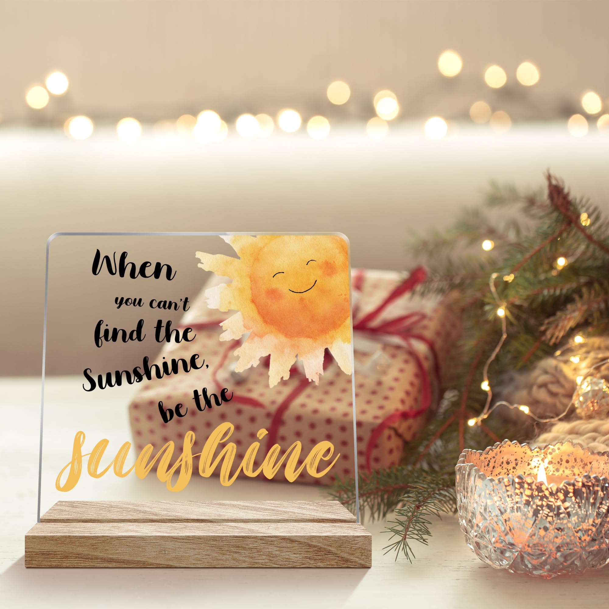 Inspirational Office Desk Decor Gifts for Women, When You Can't Find the Sunshine Desk Decorations for Home, 4x4 Inches
