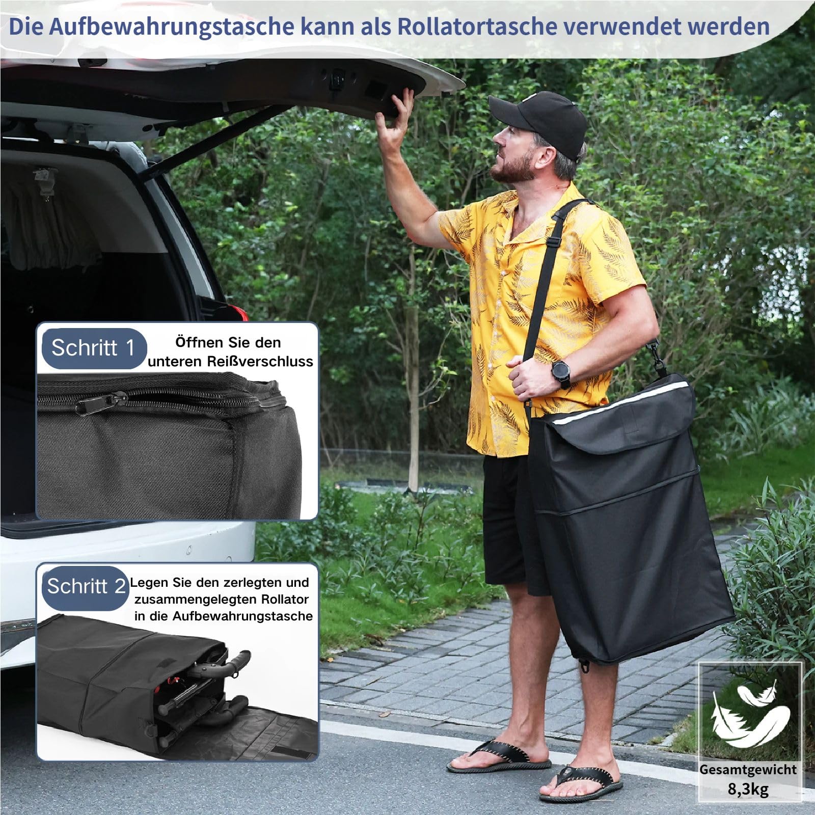 MAXWALK Rollator Faltbar und Leicht mit Sitz,25cm Reifen für All Gelände | Rollatoren Schmal für Wohnung,Integrierte Seilzugbremsung,Getränkehalter,Höhenverstellbare Aluminium Rollatoren für Senioren