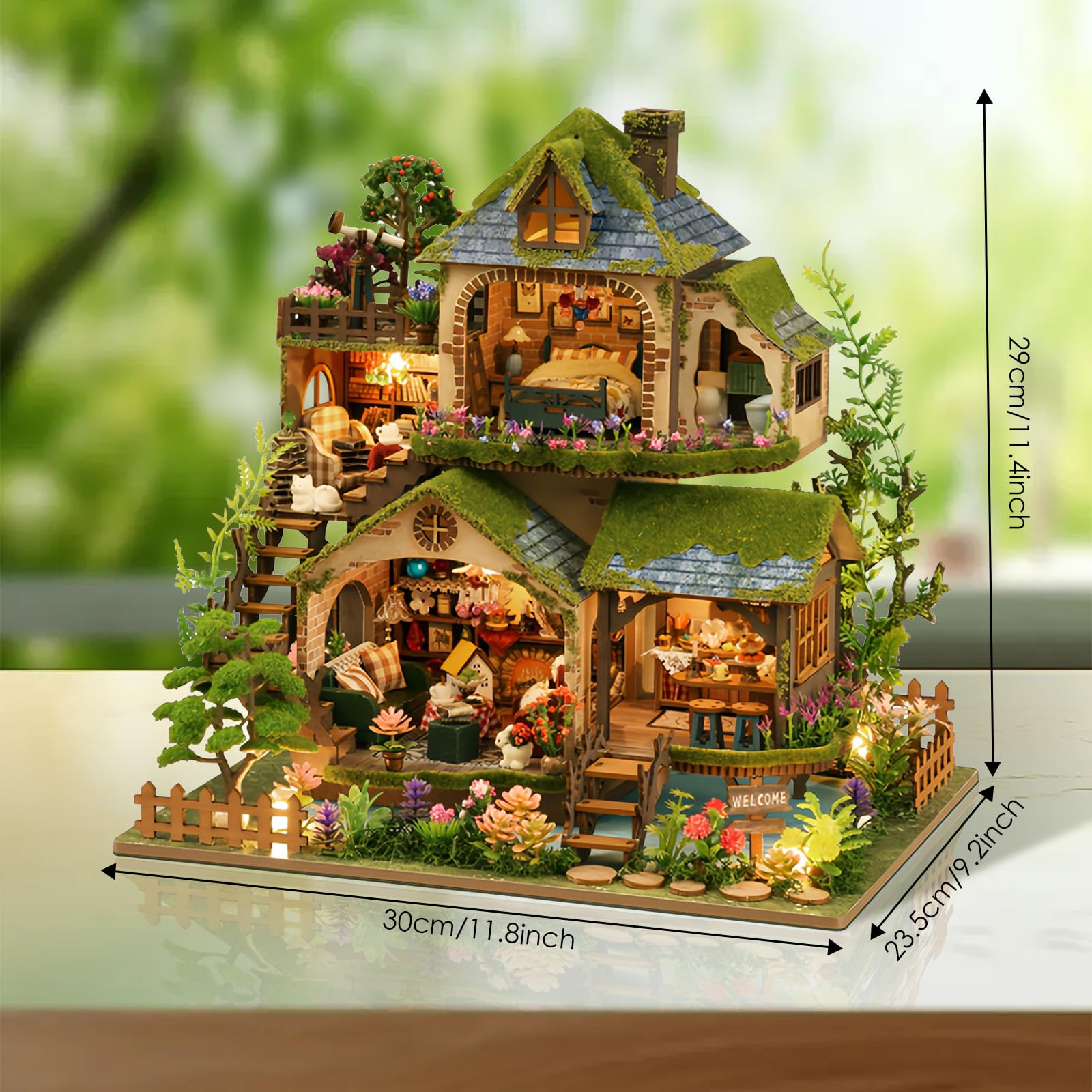 Zestawy do budowy miniaturowych domków DIY, małe zestawy domków, zestawy do budowy domków dla lalek dla dorosłych, unikalny prezent na urodziny i Dzień Ojca, zamek i przygoda w lesie