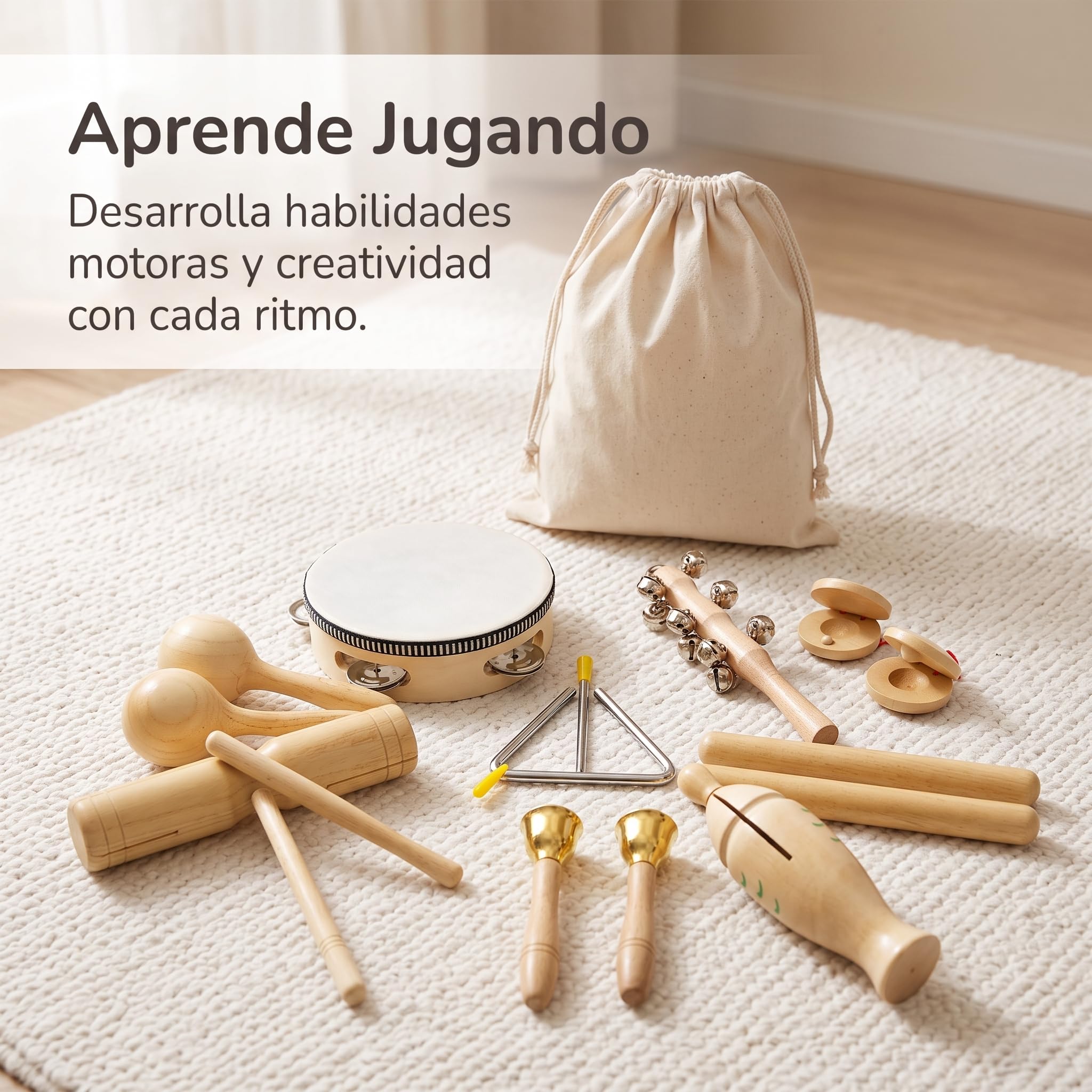 Set di Giocattoli Strumenti Musicali in Legno per Bambini, Giochi Musicali Educativi per 1 Anno, bambina