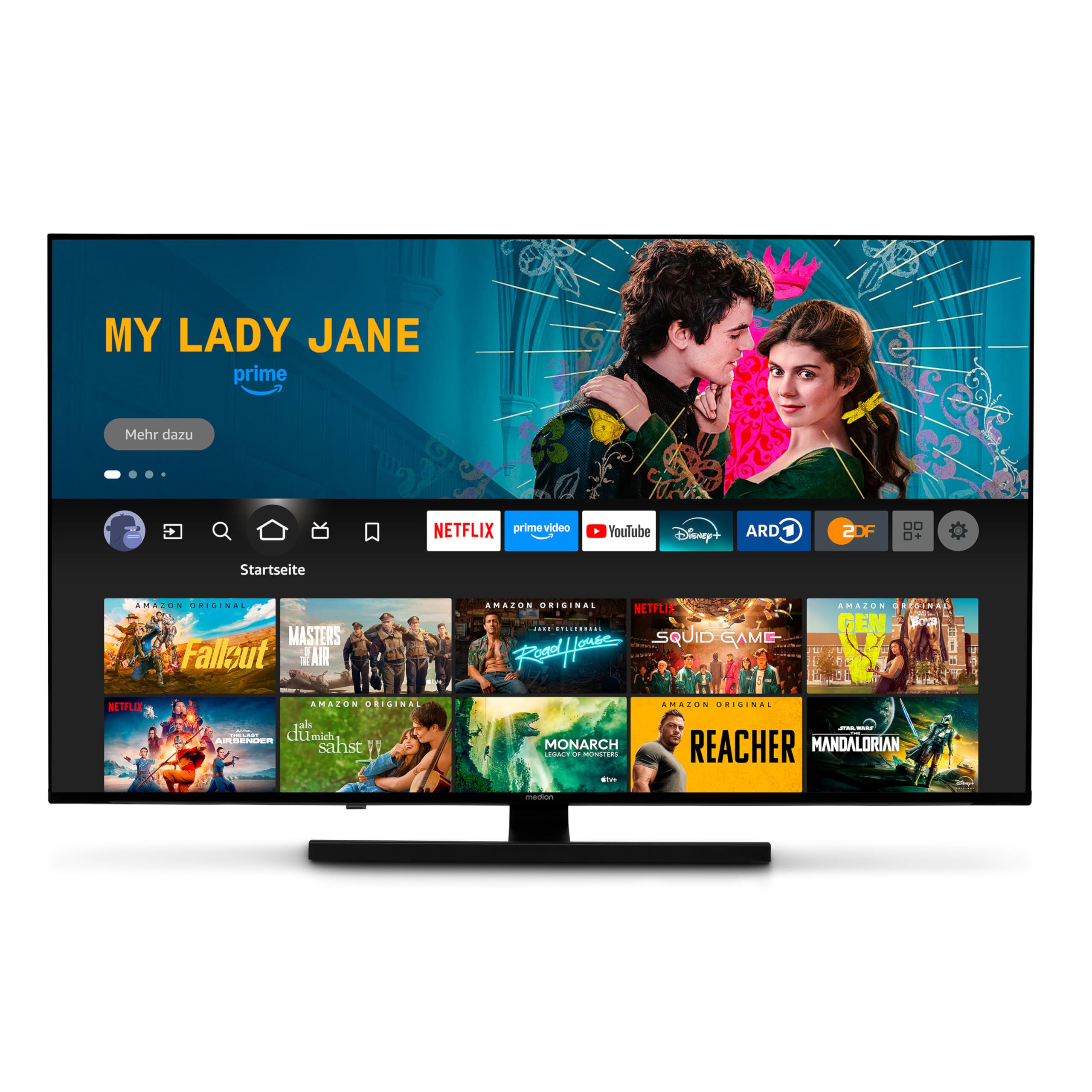 MEDION TV QLED 138,8 cm (55") (Fire TV, 4K Smart TV, Dolby Vision HDR, Dolby Atmos, Netflix, Prime Video, Bluetooth, DVB-T2, MD 855800)