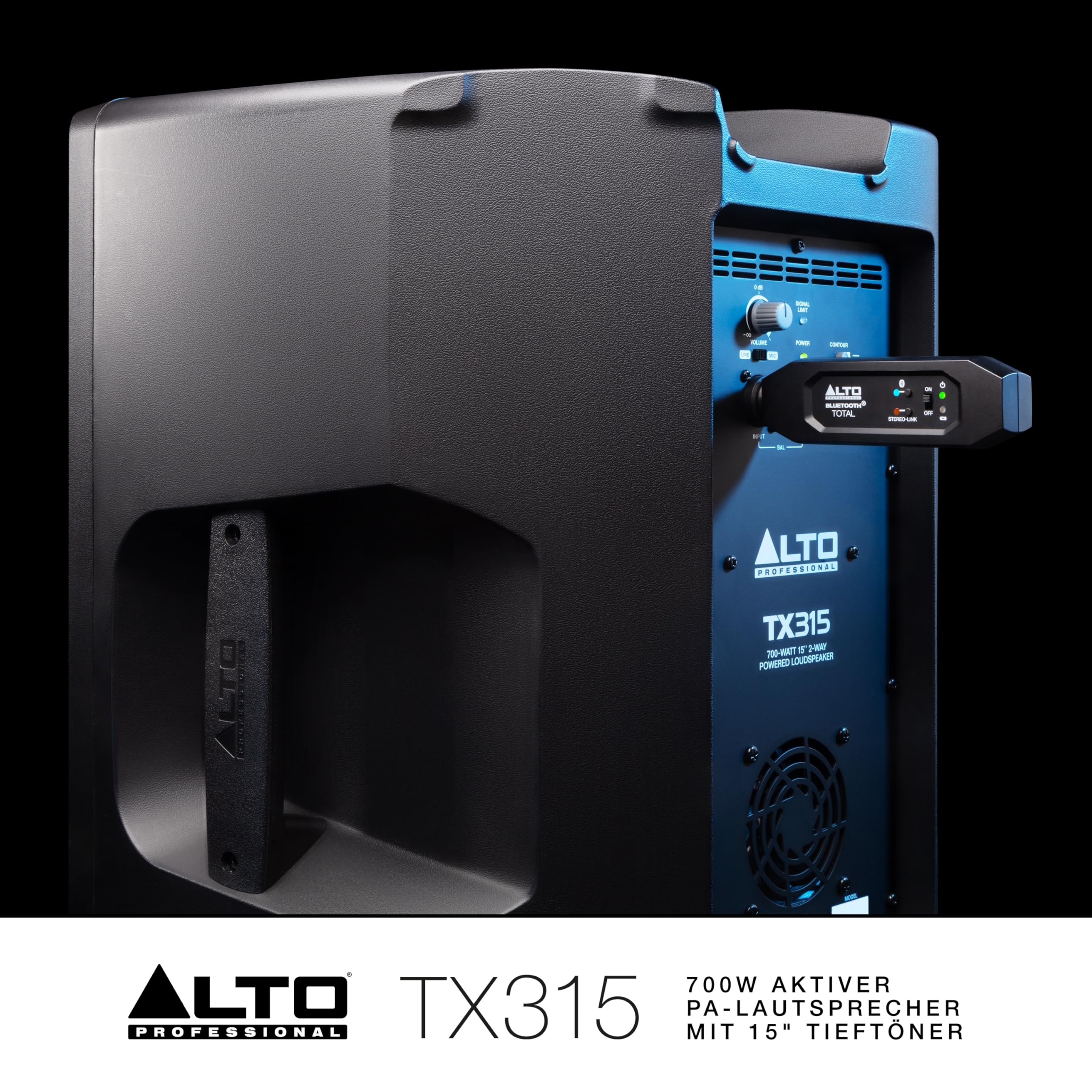 ALTO TX315-700 Watt 15-Zoll 2-Wege Aktiver PA-Lautsprecher mit Signal-Limiting und Schaltbarem Mikrofon/Line-Preamp und XLR In/Out