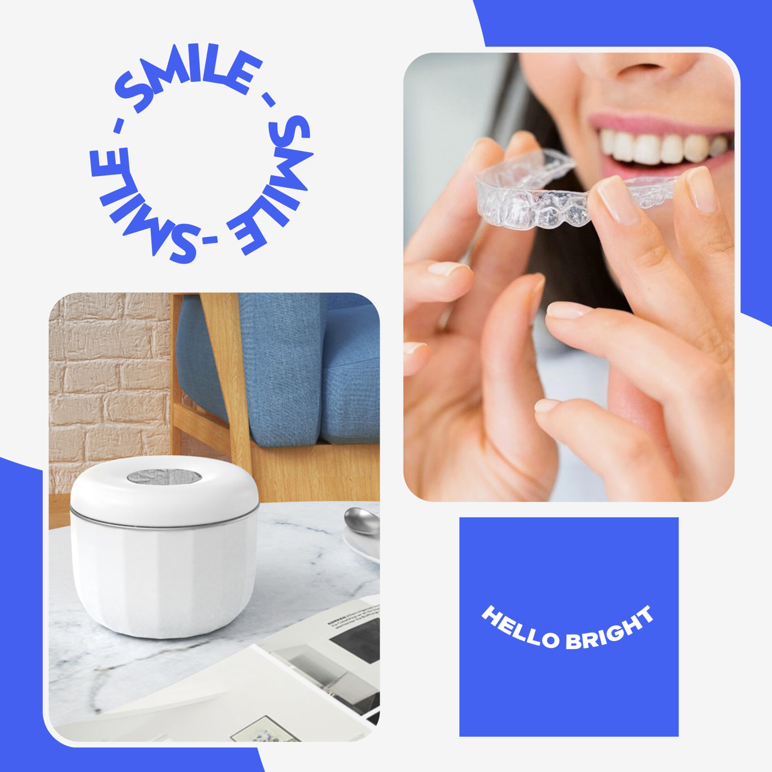 Limpiador ultrasónico pequeño y portátil para retenedor, alineador, bandejas de blanqueamiento, cabezal de cepillo de dientes, máquina de limpieza ultrasónica