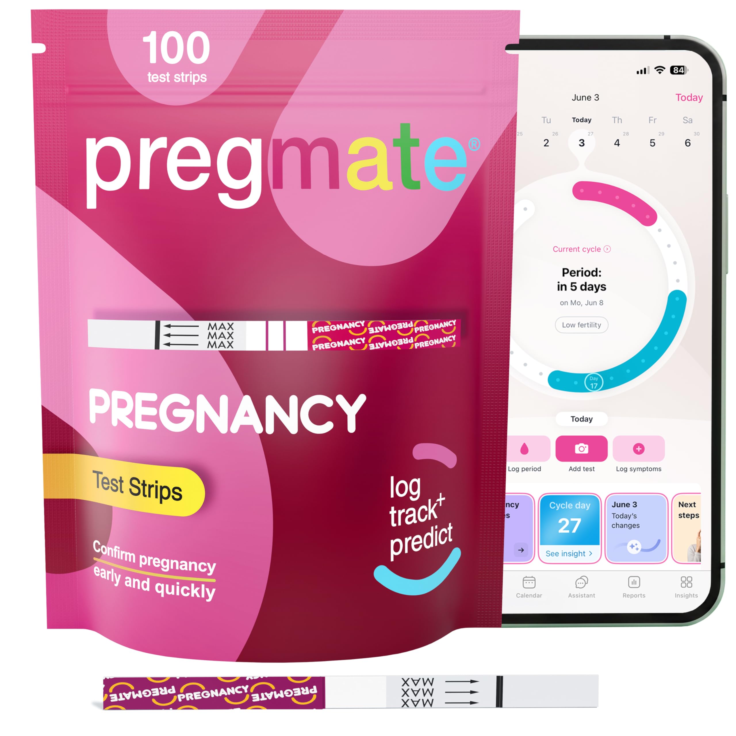 Pregmate 100 pasków do testów ciążowych HCG One Step HCG zestaw do testowania moczu 100 sztuk Pregmate