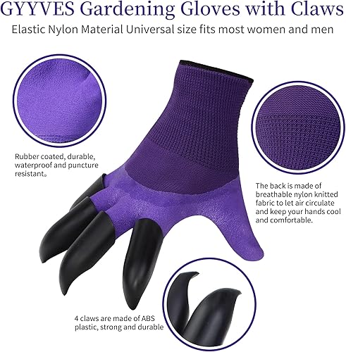 Miniatura 9 de Guantes de jardinería con garras, 4 pares de guantes de trabajo al aire libre, regalo para hombres y mujeres
