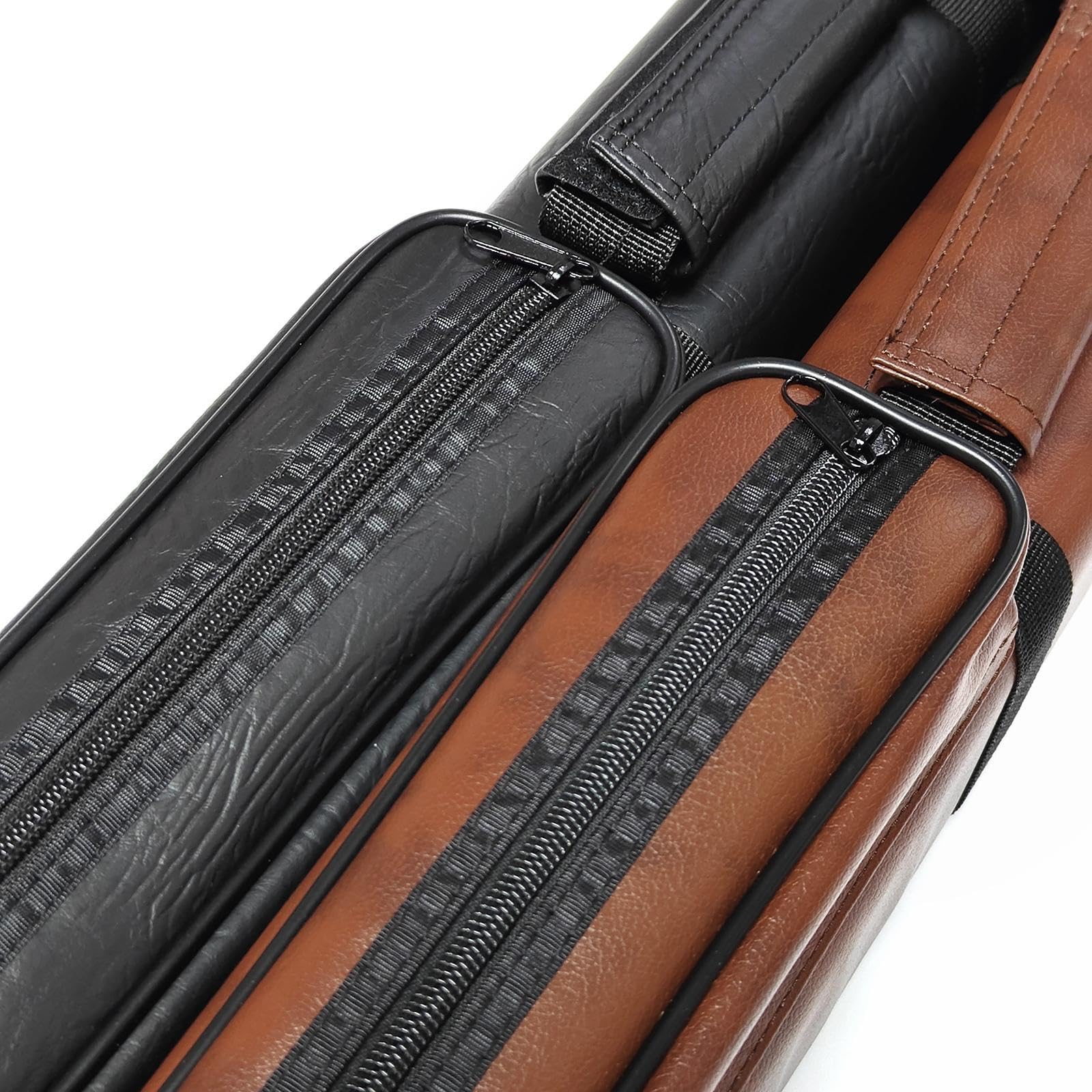 Yiju Pool Billiard Cue Storage Bag Billiards Supplies 4 Holes Pool Cue Cases Rod Box for Outside Players, Brown