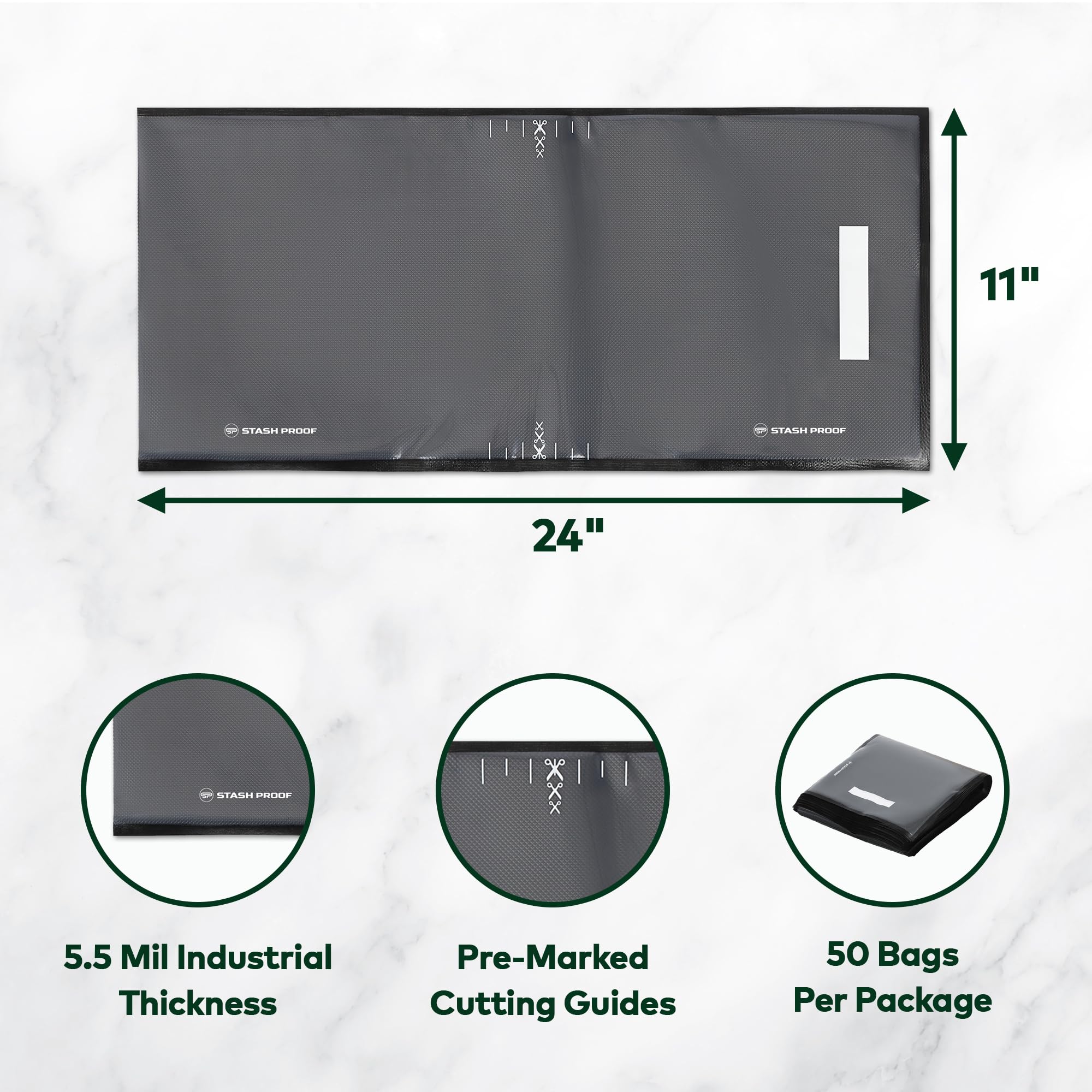 Worki próżniowe (28 cm x 61 cm, czarne i przezroczyste) przemysłowe worki do zgrzewarek do przechowywania o grubości 5 mm - 50 sztuk