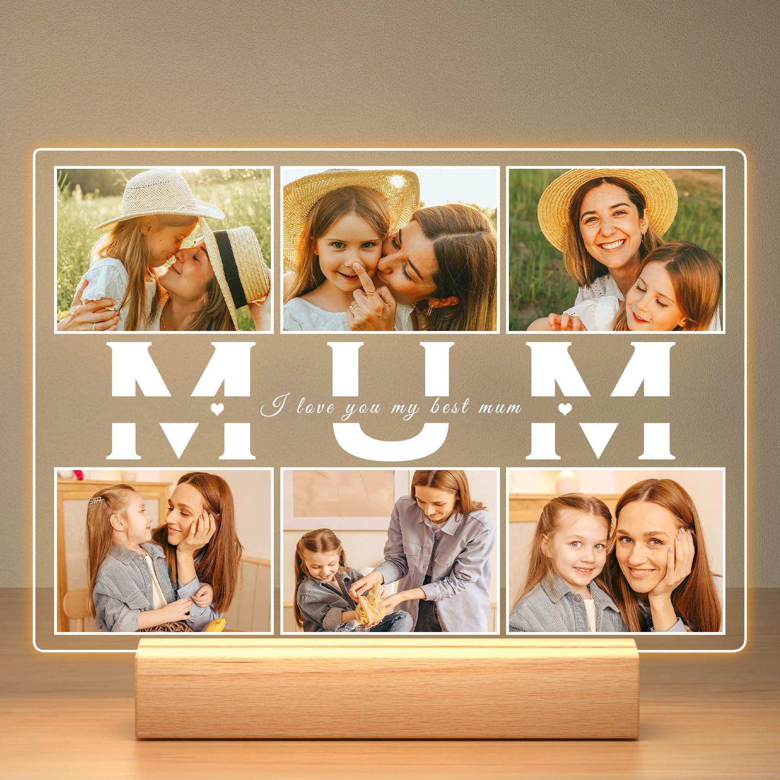 Customised Gifts for Mum from Daughter and Son, Personalised Photo Frame with Photo, Customised Picture Frame with Night Light, Personalised Birthday Gifts for Mum โ image 1