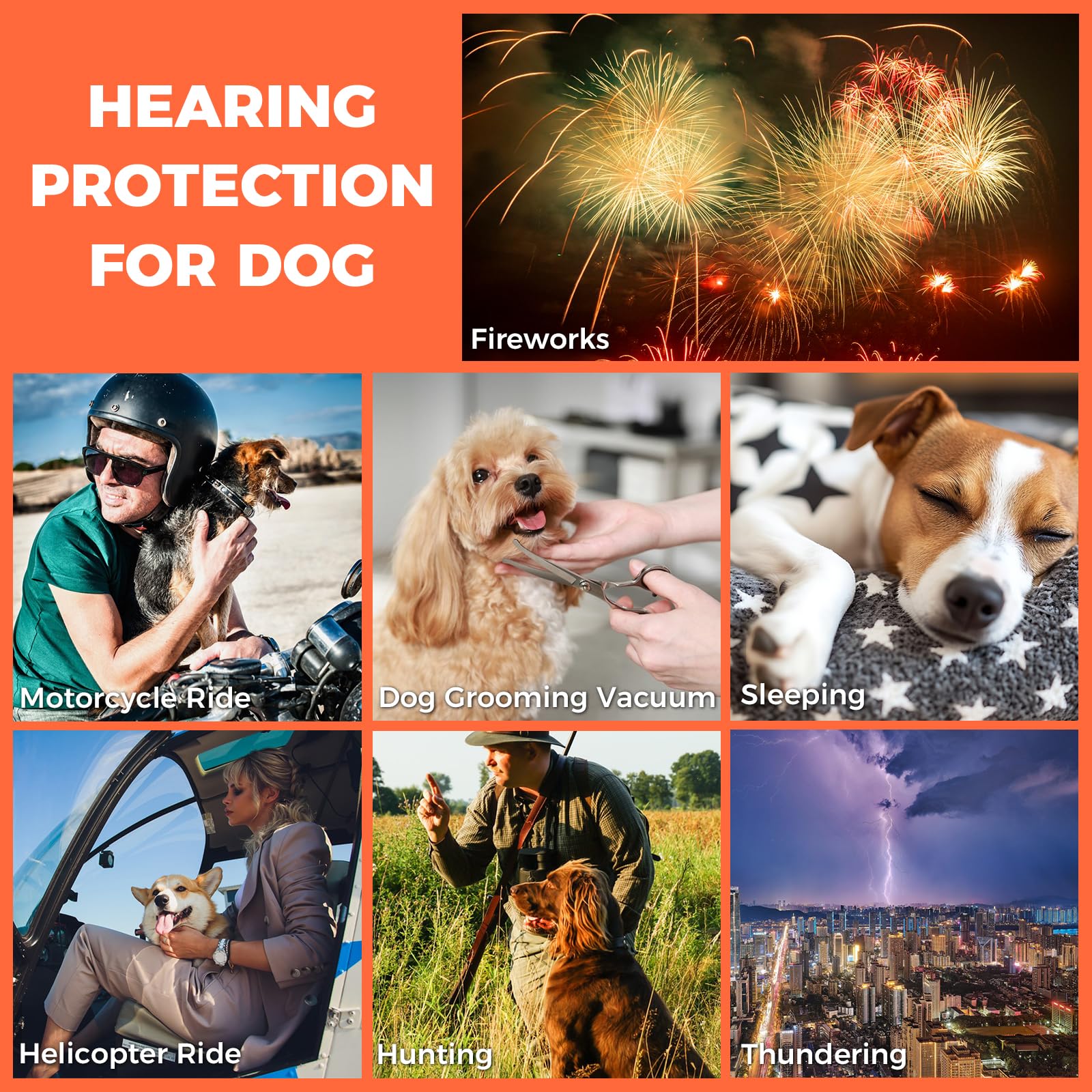 Orejeras para perro para protección contra el ruido, auriculares de perro NRR de 30 dB, protección auditiva con cancelación de ruido contra truenos, fuegos artificiales y aspiradoras, diseño