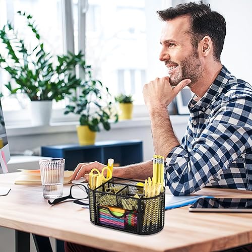 Miniatura 4 de Oop-free Organizador de escritorio con cajón de malla, suministros de oficina de escritorio, multifuncional, con 8 compartimentos para el hogar, la