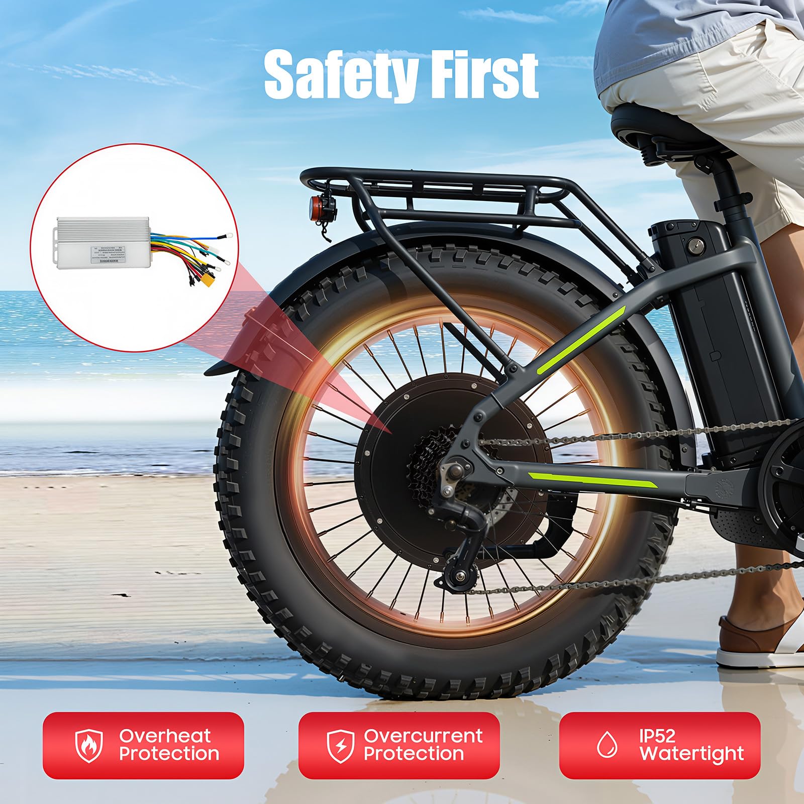 Fat Bike zestaw do przebudowy roweru elektrycznego z silnikiem tylnym koła 20 cali, zestaw silnika elektrycznego do roweru elektrycznego 48 V 1000 W