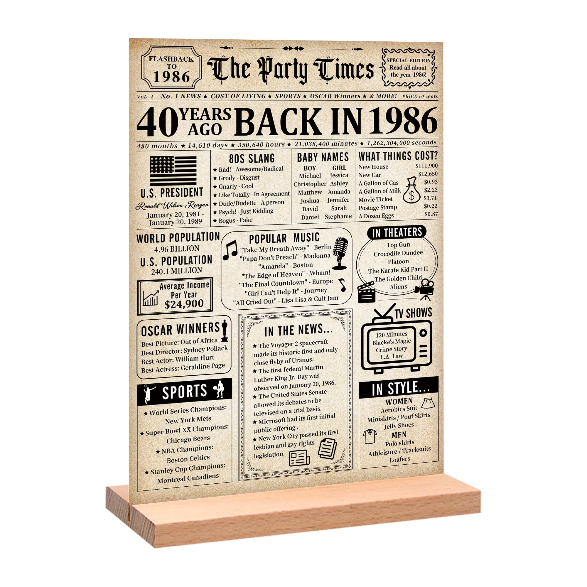 Trgowaul 80th Birthday Decorations Women Men, Vintage Back in 1946 Birthday Poster Acrylic Table Sign with Stand, 80th Anniversary Decor Gifts for Men, Vintage 80 Year Old Party Supplies Decorations — view 13