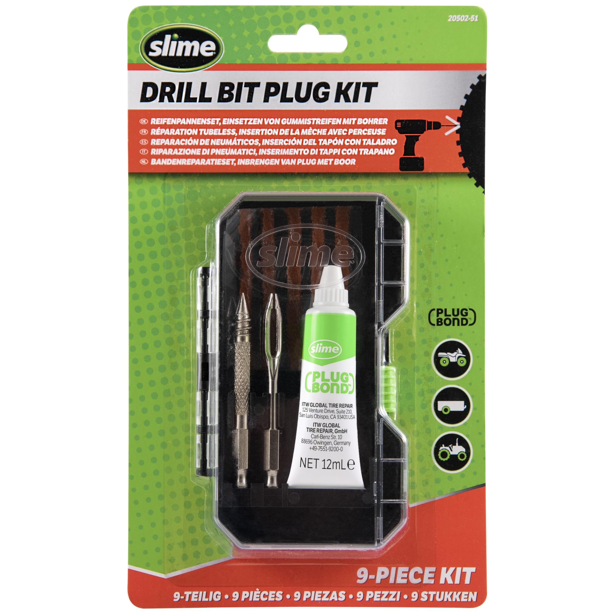 Slime 2040-5 Tire Repair Plug Kit, Deluxe, Contains Strings, Tools and Glue, 11 Pieces — view 12