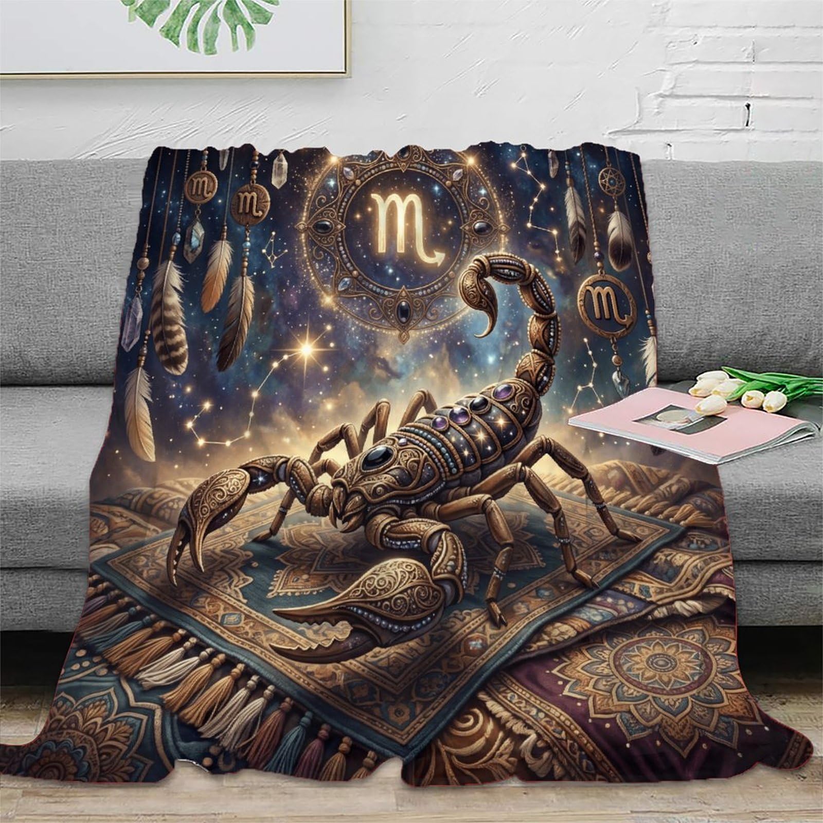 H3B8U2Y5 Scorpio Zodiac Bohemia for Flannel Throw Blanket, Bedroom Nap Use