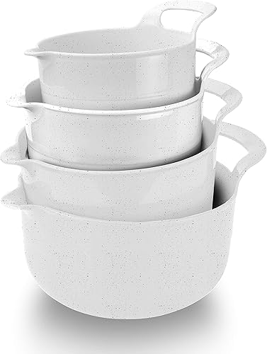 Vista 206 de COOK WITH COLOR Nesting - Juego de cuencos de plástico para mezclar con boquillas y asas, color rosa, 4 piezas antideslizantes