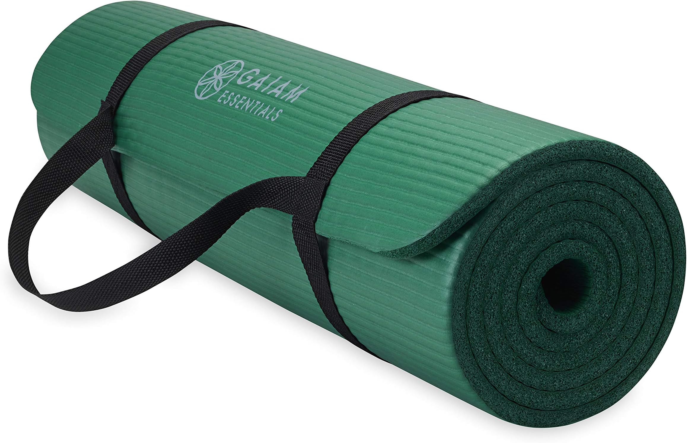 Gaiam Essentials 2/5" Thick (10mm) Yoga & Pilates, Fitness & Exercise Mat with Easy-Cinch Carrier Strap Cusion Support For Fitness and Gym Workouts