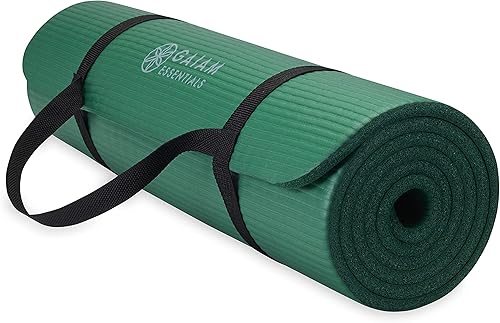 Gaiam Essentials - Tapete de yoga grueso para fitness y ejercicio con correa de transporte para esterilla de yoga de fácil ajuste, 72 pulgadas de