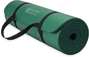 Gaiam Essentials Thick Yoga Mat Fitness &amp; Exercise Mat with Easy-Cinch Yoga Mat Carrier Strap, 72"L x 24"W x 2/5 Inch Thick