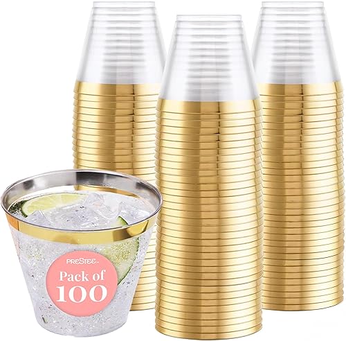 Vista 22 de Prestee 500 vasos de plástico transparente, vasos de cóctel de 9 onzas para fiestas y eventos, vasos de cóctel de plástico, vasos desechables