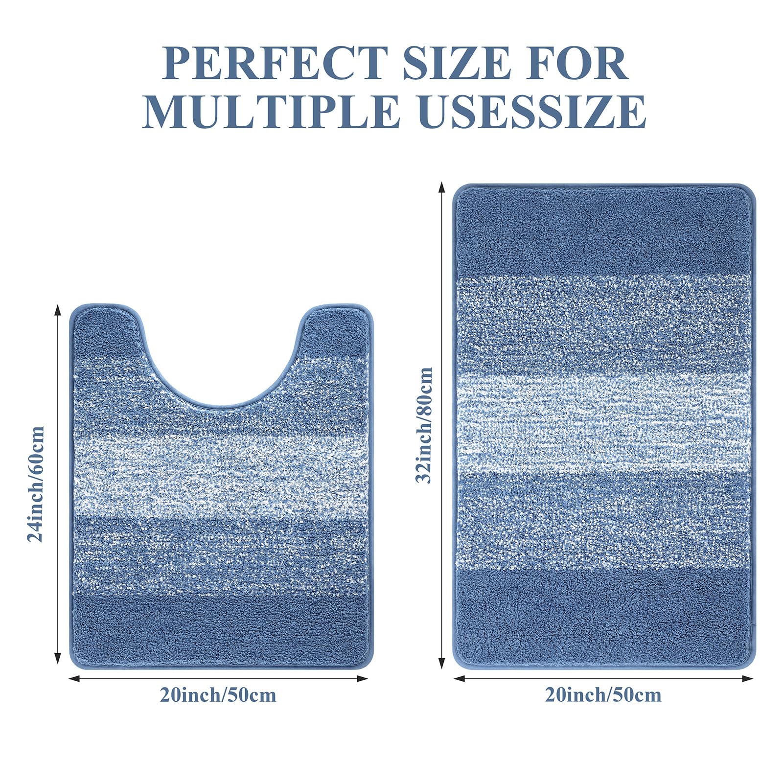 Enyhom Soft Bathroom Mat Sets 2 Piece Water Absorbent Bath Mats and Toilet Mat Non Slip Machine Washable Bath and Pedestal Mat Sets - Image 2