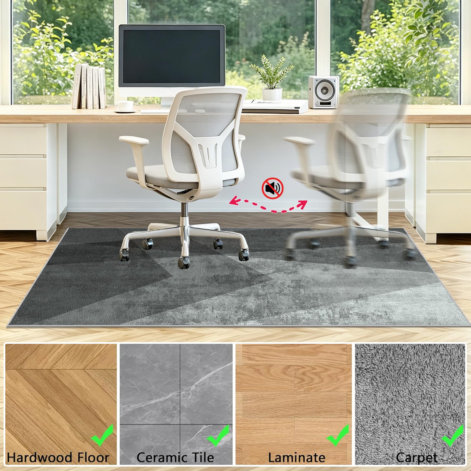 Protector Suelo Silla Ruedas Alfombra Silla Escritorio Antideslizante Alfombra Silla Gaming Alfombra Protectora Suelo para Silla de Oficina Lavable para Suelo Duro Baldosas 110x140cm