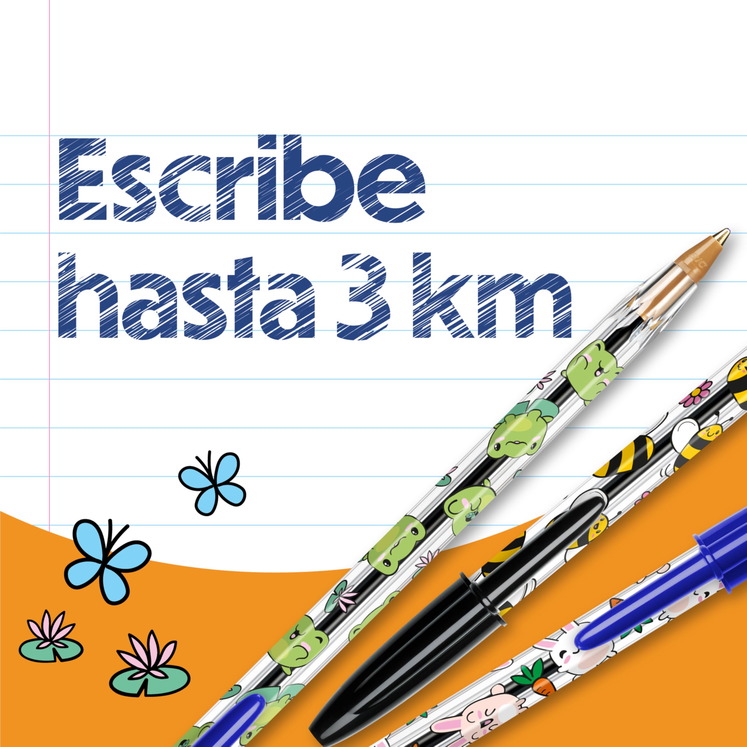 BIC Cristal Decors Kawaii Bolígrafos de Punta Media (1,00 mm), Tinta Azul y Negra - Diseños Kawaii Surtidos, Pack de 8 — view 4