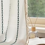 Boho Curtains with Tassel,Bohemian Curtains for Bedroom Living Room,Linen Semi Blackout Window Curtain Farmhouse Curtains Home Decor (Oat Beige, 52" W x 84" L 1 Panel)